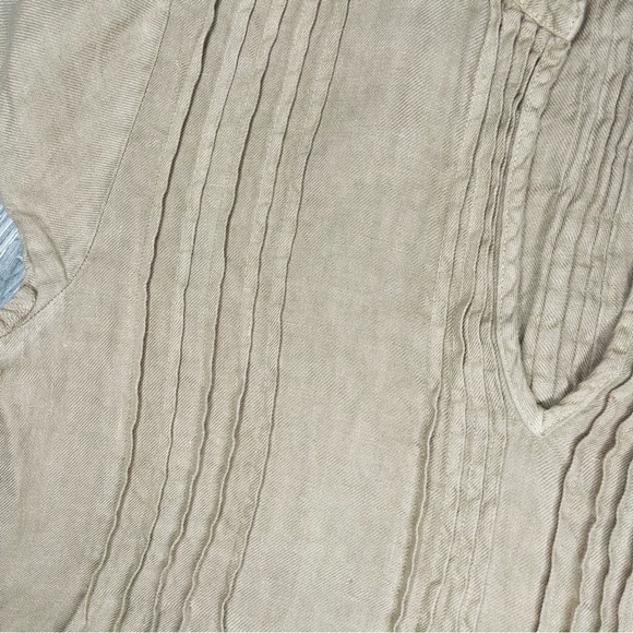 Free people CP Shades Yoko Tunic tan linen pleated tunic shirt dress size large - Picture 4 of 7